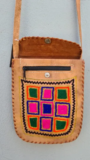 Embroided Leather Sling Bag
