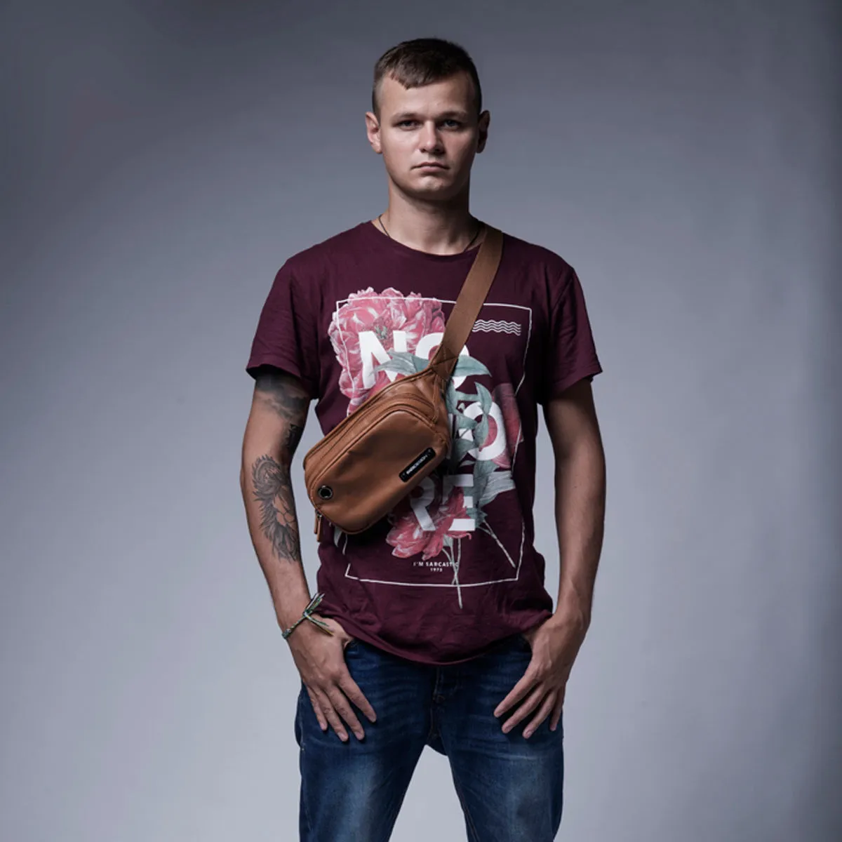 EnzoDesign Cowhide Leather Waist Bag