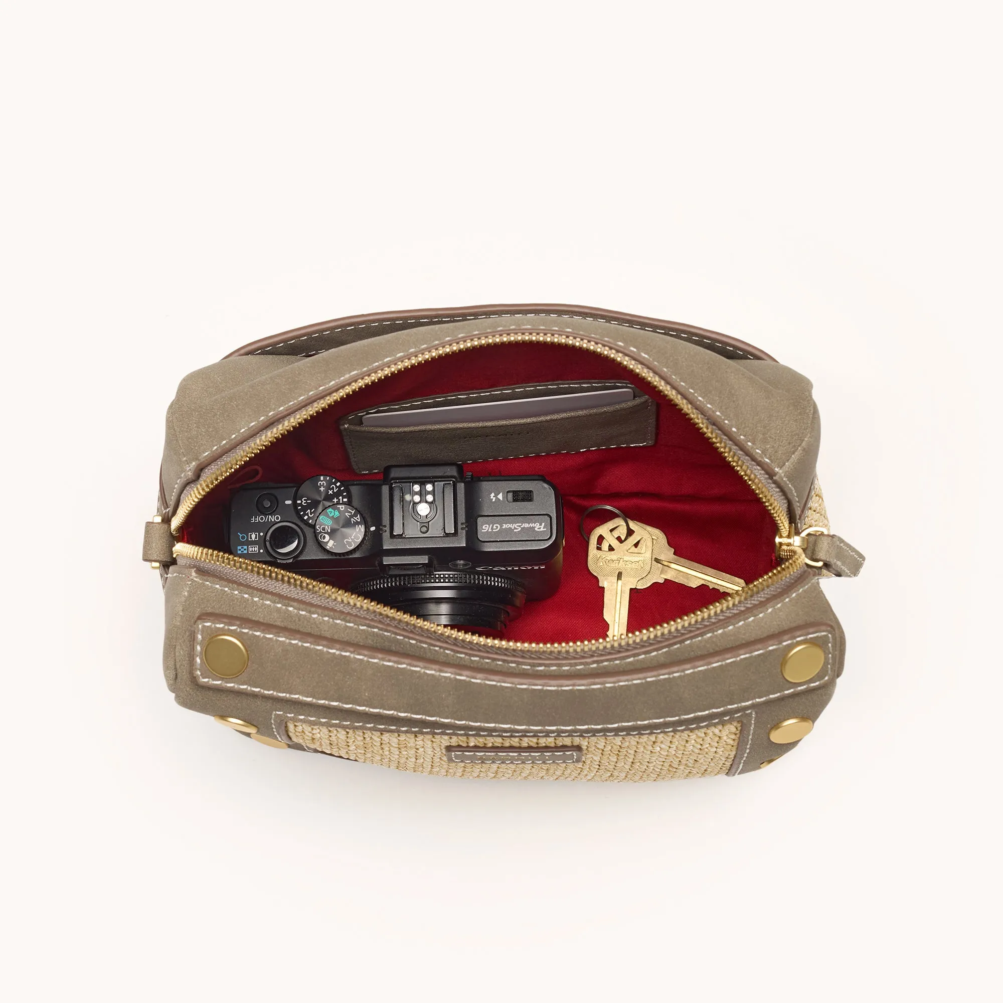 Evan Crossbody | Pewter Raffia/Brushed Gold | Sml