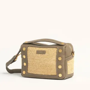 Evan Crossbody | Pewter Raffia/Brushed Gold | Sml