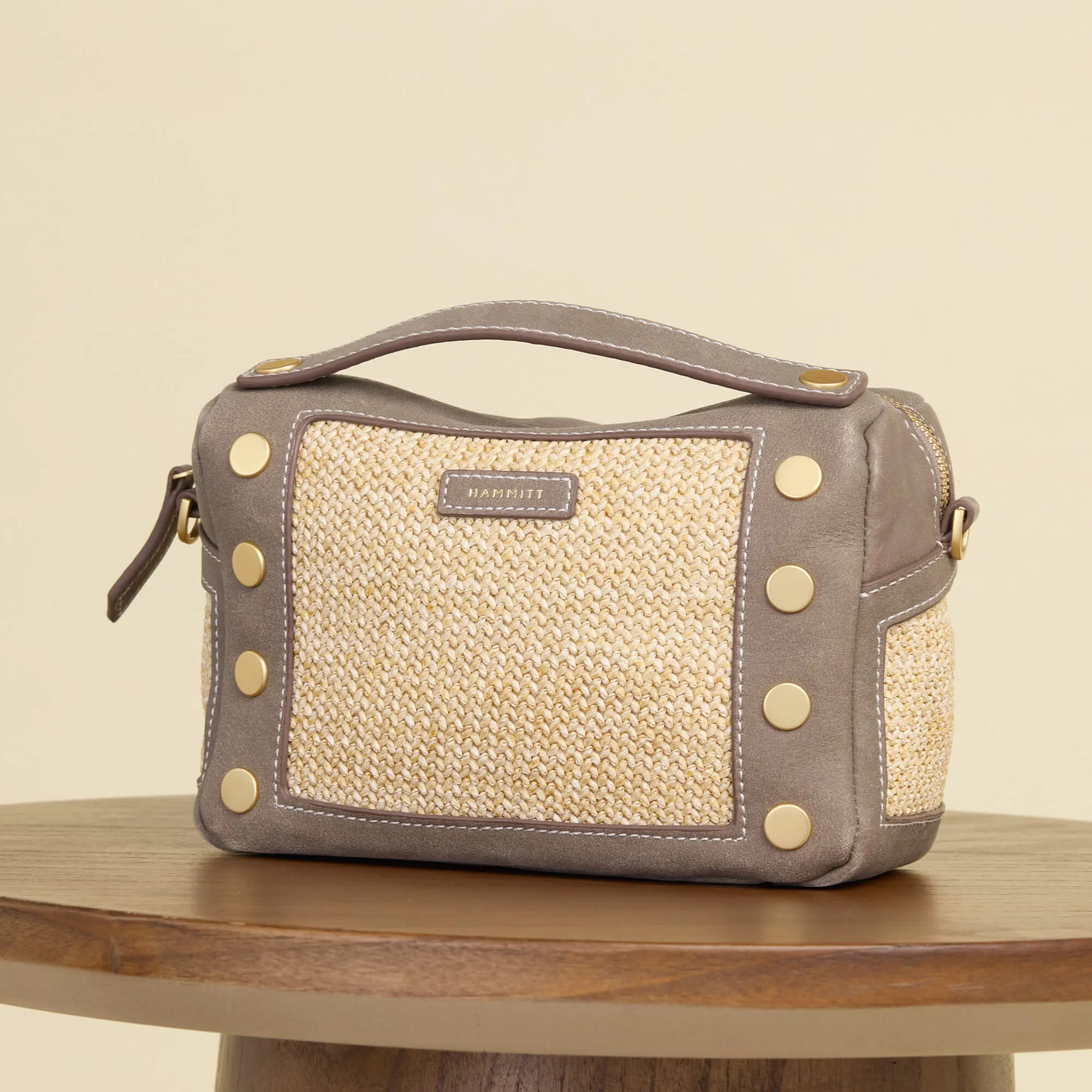Evan Crossbody | Pewter Raffia/Brushed Gold | Sml