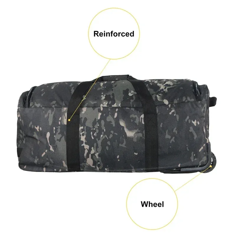 Extra Large Rolling Duffel Bag Military Tactical Wheeled Deployment Trolley Duffel Bag Heavy-Duty Camping Hiking Running Trekkin