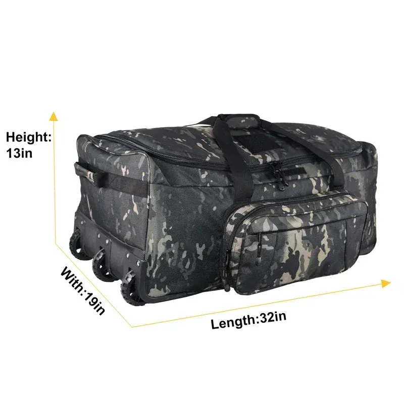 Extra Large Rolling Duffel Bag Military Tactical Wheeled Deployment Trolley Duffel Bag Heavy-Duty Camping Hiking Running Trekkin