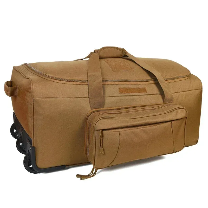 Extra Large Rolling Duffel Bag Military Tactical Wheeled Deployment Trolley Duffel Bag Heavy-Duty Camping Hiking Running Trekkin