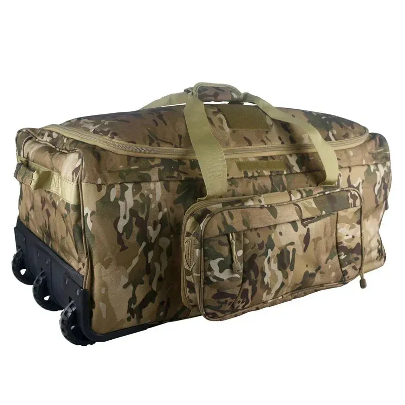 Extra Large Rolling Duffel Bag Military Tactical Wheeled Deployment Trolley Duffel Bag Heavy-Duty Camping Hiking Running Trekkin