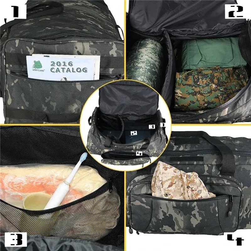 Extra Large Rolling Duffel Bag Military Tactical Wheeled Deployment Trolley Duffel Bag Heavy-Duty Camping Hiking Running Trekkin