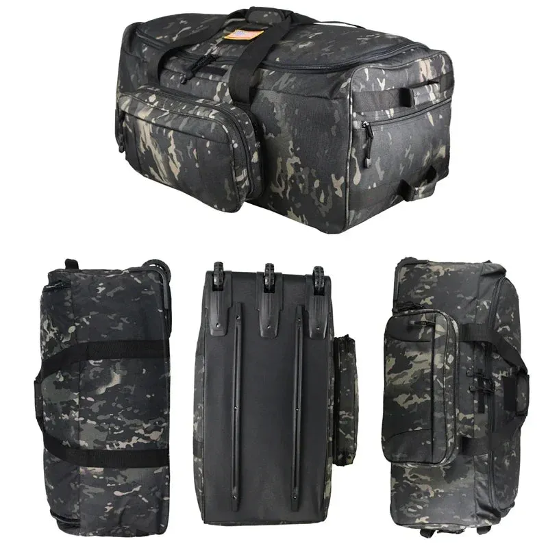 Extra Large Rolling Duffel Bag Military Tactical Wheeled Deployment Trolley Duffel Bag Heavy-Duty Camping Hiking Running Trekkin