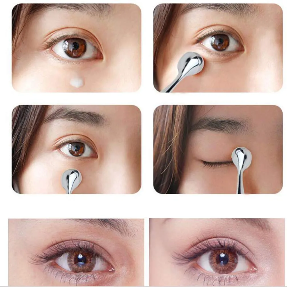 Eye cream applicator cooling metal roller massager