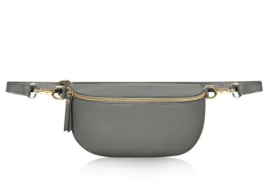 Fabucci Grey Leather Medium Bum Bag