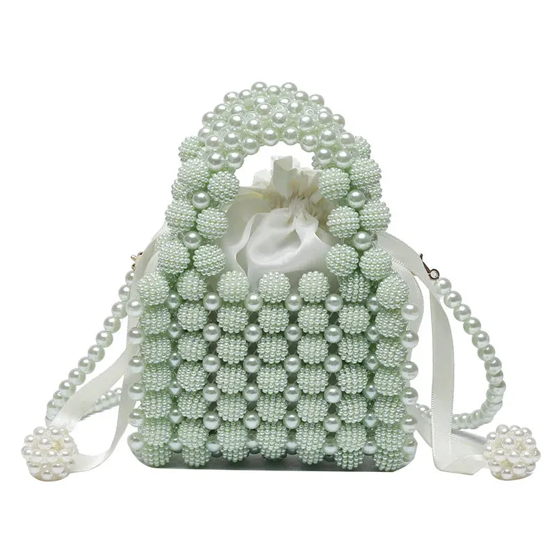 Fashion Retro Pearl Crossbody Bag Shoulder Bag Mini Versatile Hand Woven Beaded Handbag