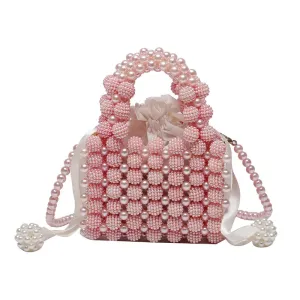 Fashion Retro Pearl Crossbody Bag Shoulder Bag Mini Versatile Hand Woven Beaded Handbag