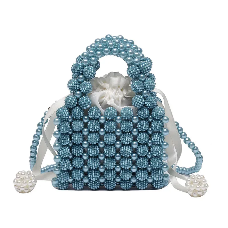 Fashion Retro Pearl Crossbody Bag Shoulder Bag Mini Versatile Hand Woven Beaded Handbag