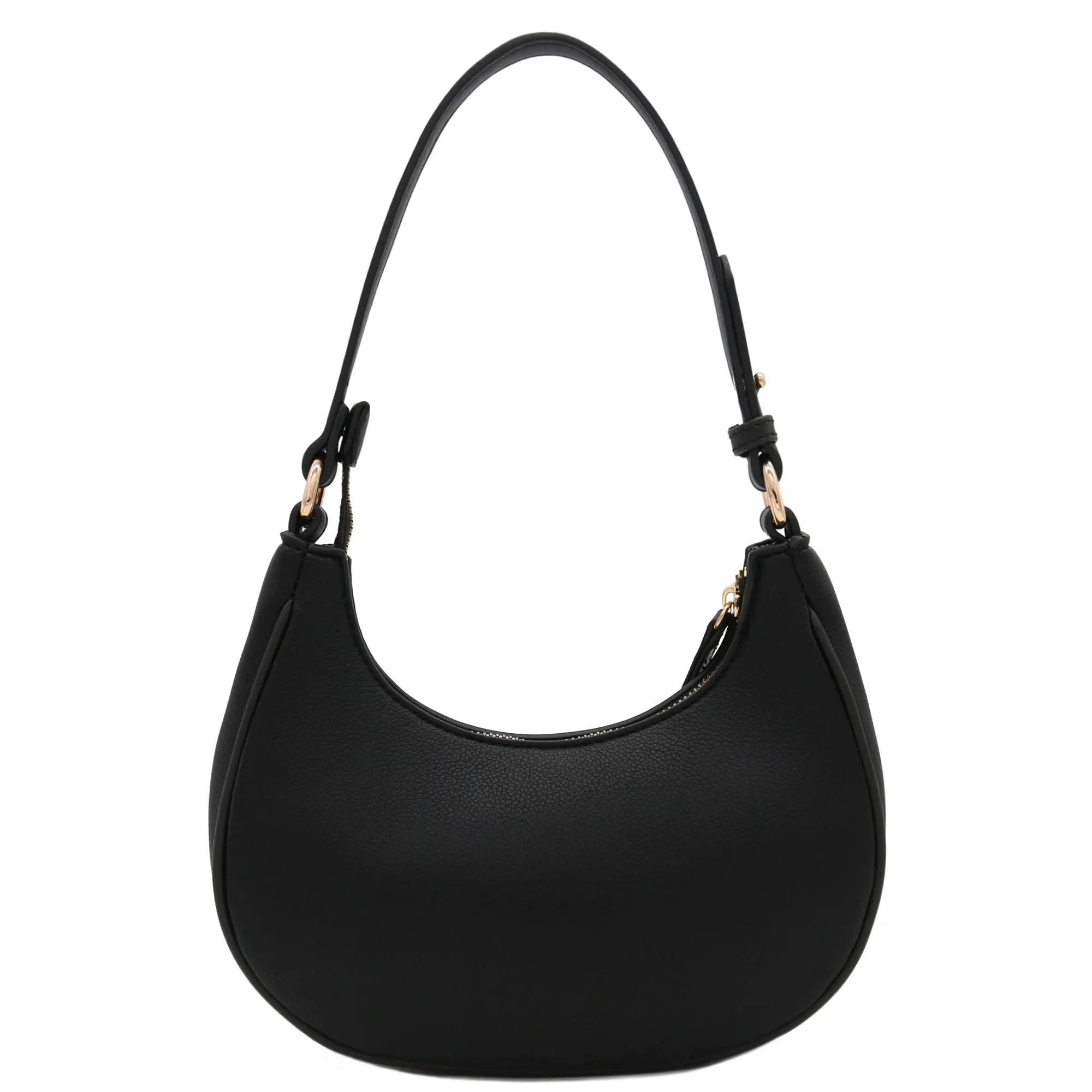 FashionPuzzle Small Crescent Shoulder Bag Underarm Purse (Black)