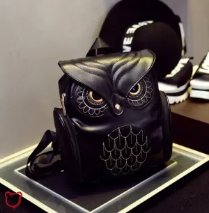 Faux Leather Owl Embroidery Backpack