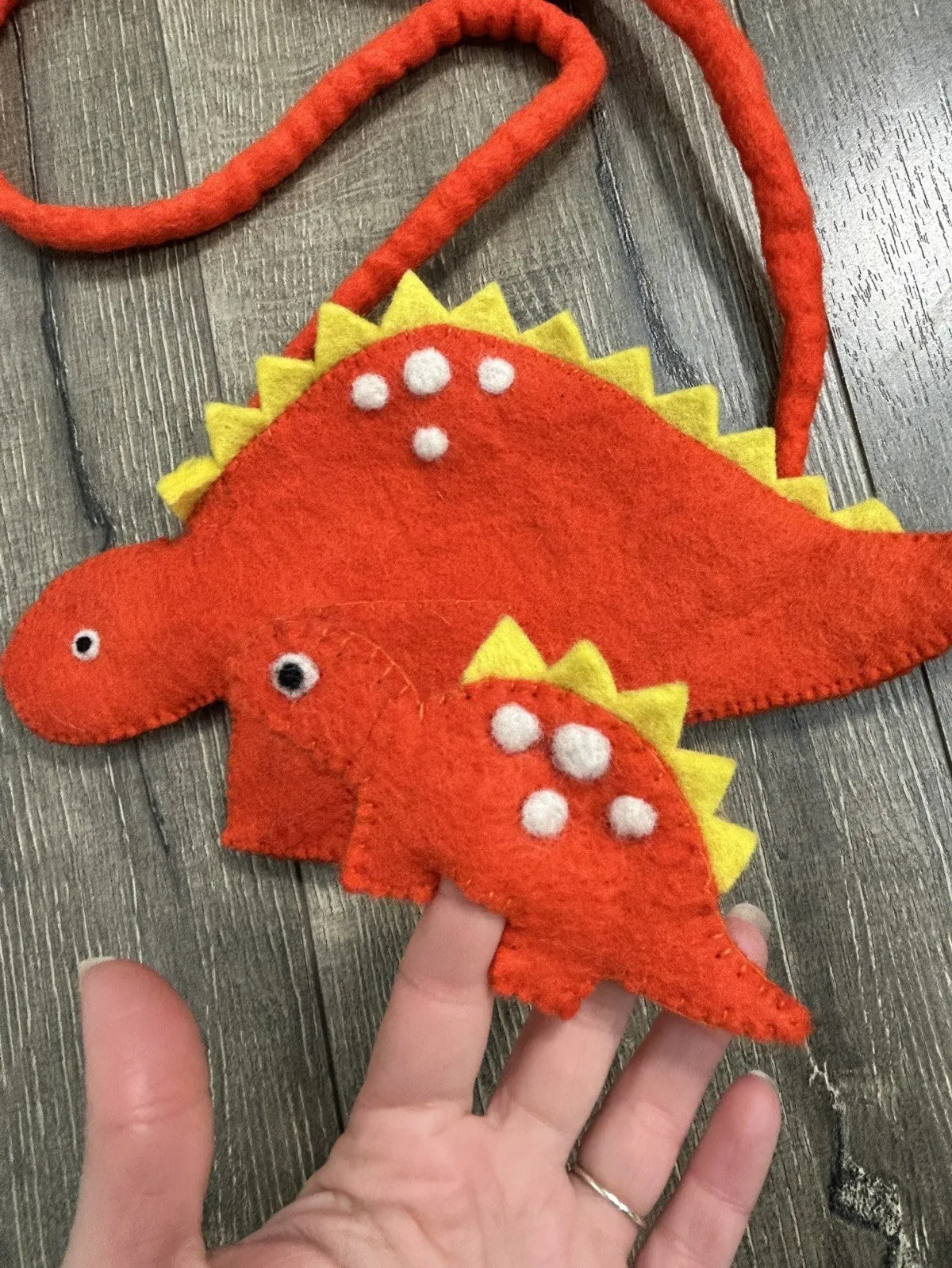 Felt Dinosaur Finger Puppet Bag
