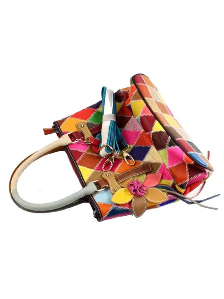 Female Square Color Matching Fashion Handbag