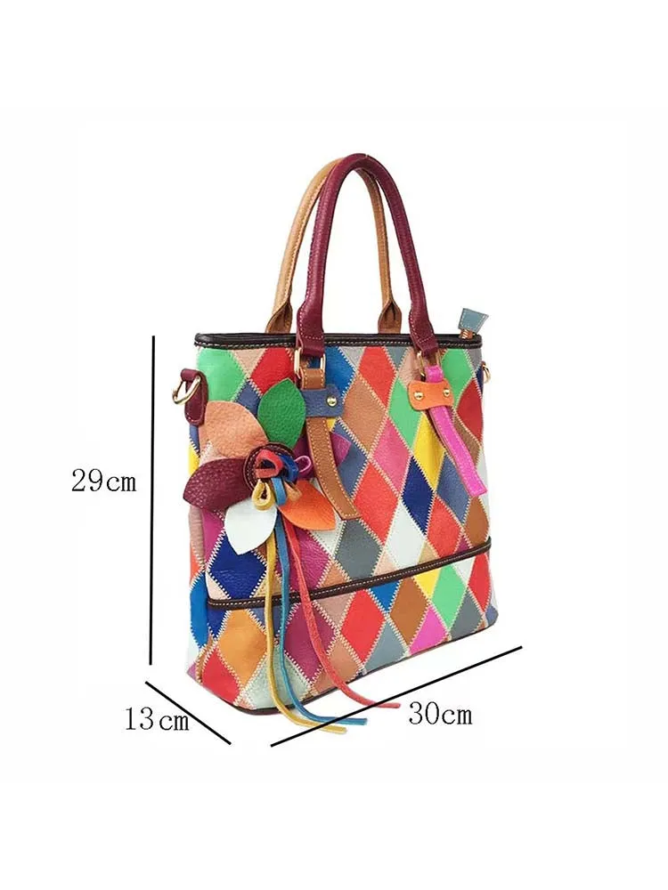 Female Square Color Matching Fashion Handbag