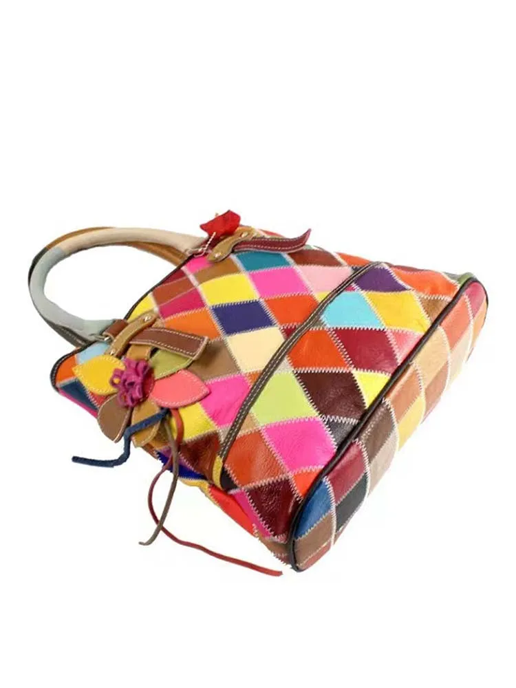 Female Square Color Matching Fashion Handbag