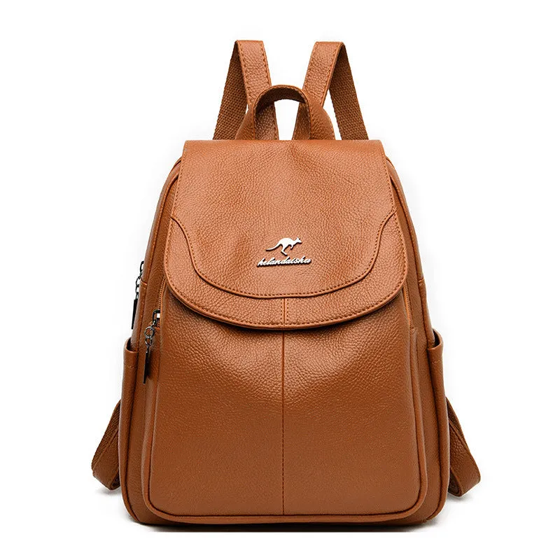 Female Versatile Large Capacity Soft Leather Backpacks