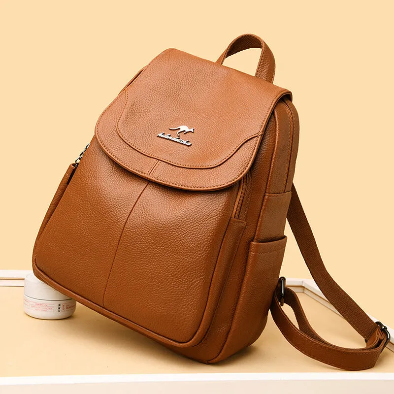 Female Versatile Large Capacity Soft Leather Backpacks