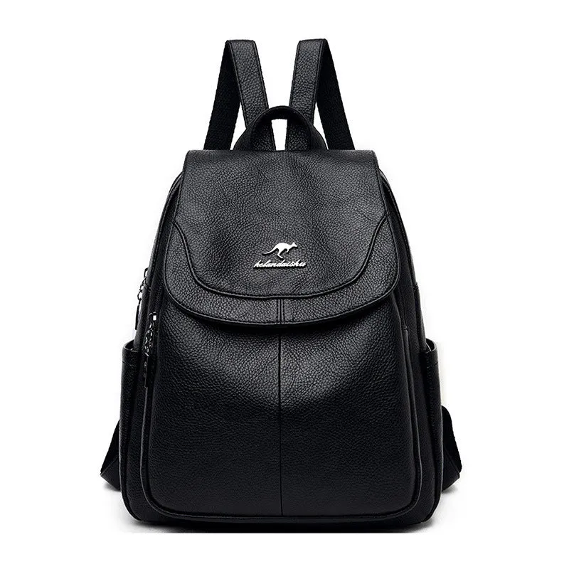 Female Versatile Large Capacity Soft Leather Backpacks