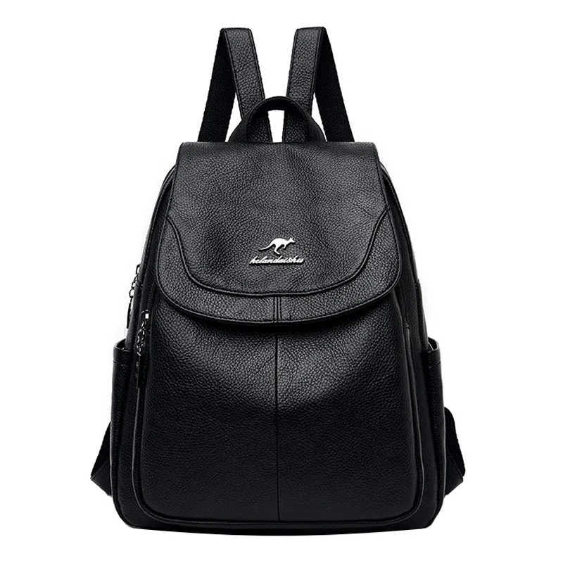 Female Versatile Large Capacity Soft Leather Backpacks