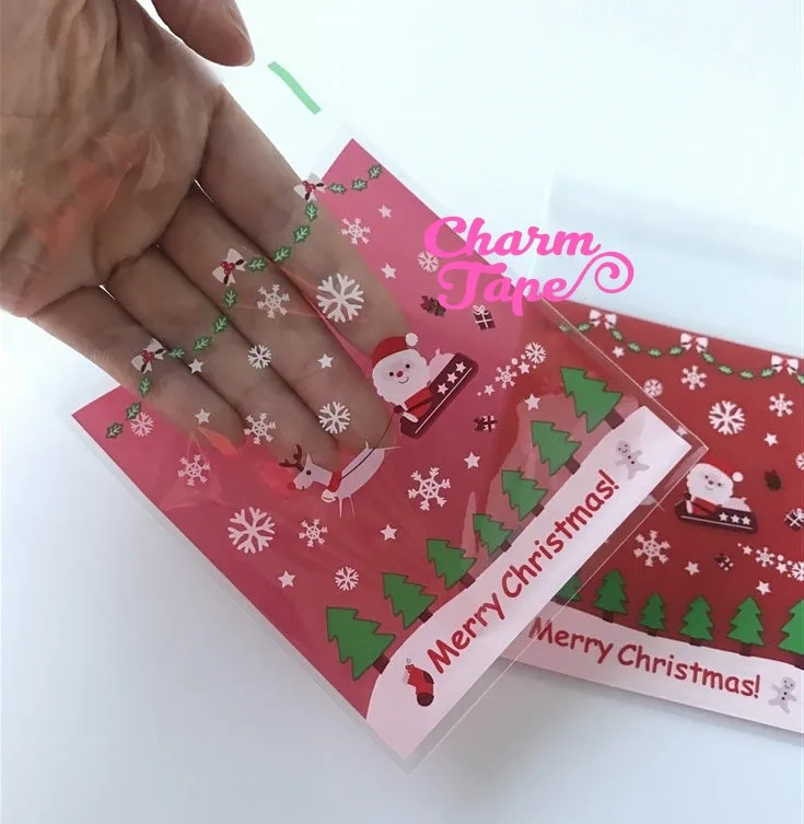 Festive Santa sleigh Gift Bags Cello Bags Self-adhesive Cookie bags - Favors Bags - Party bags 20/50/100 bags CB61