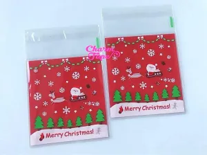 Festive Santa sleigh Gift Bags Cello Bags Self-adhesive Cookie bags - Favors Bags - Party bags 20/50/100 bags CB61