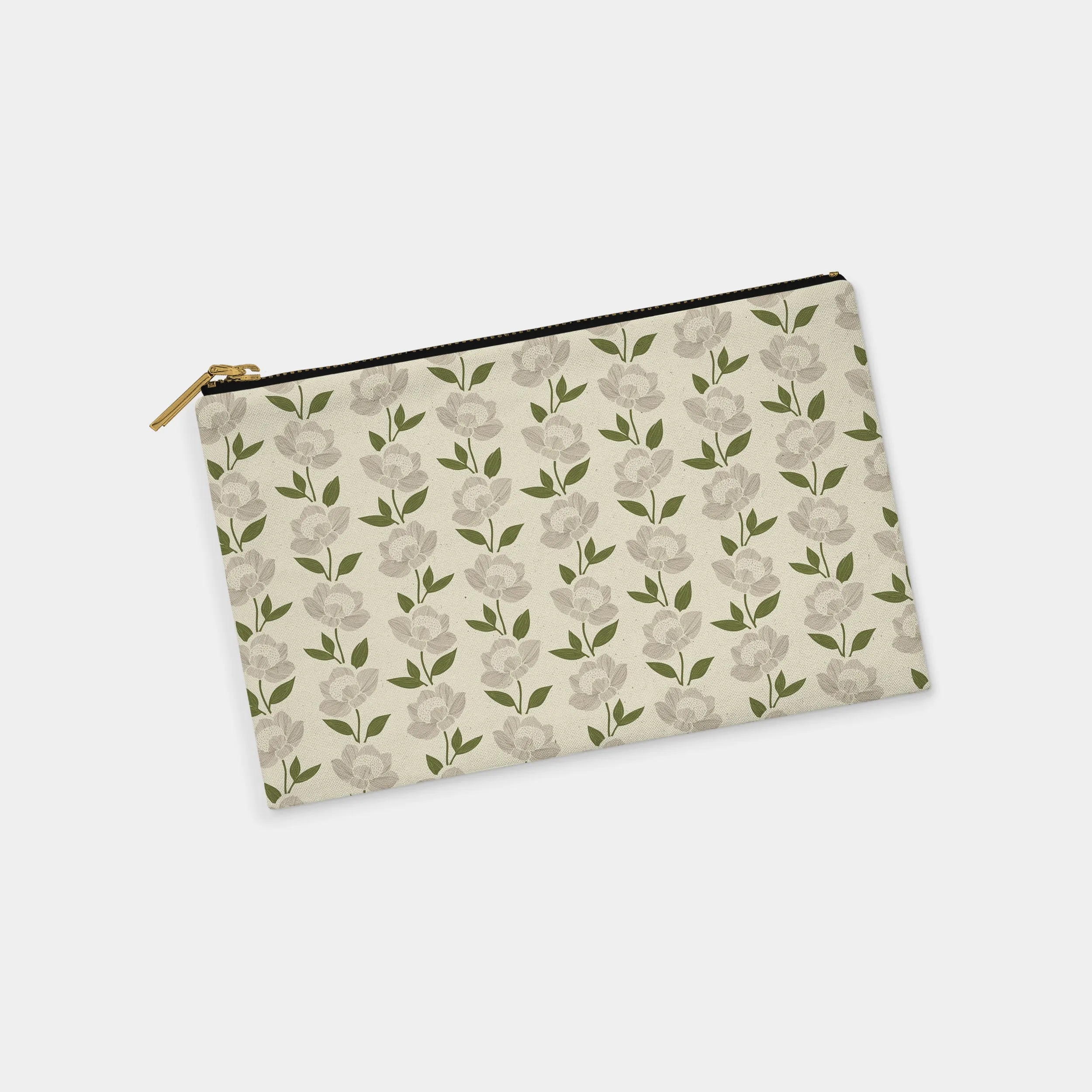 Floral Stripe Personalized Zipper Pouch (on sand)