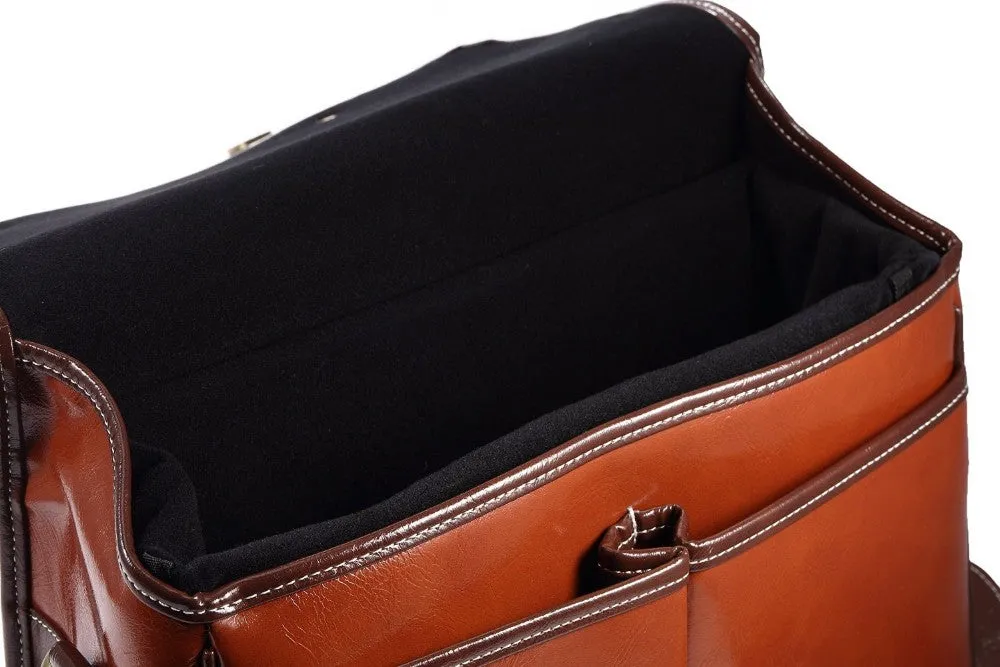 Fosoto Waterproof Vintage PU Leather DSLR Camera Bag Cross Body Portable Case Fit DSLR with 2 lenses For Canon DSLR Camera