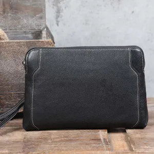 Full Grain Leather Clutch Handmade Men Wrist Bag Large Long Wallet For Men