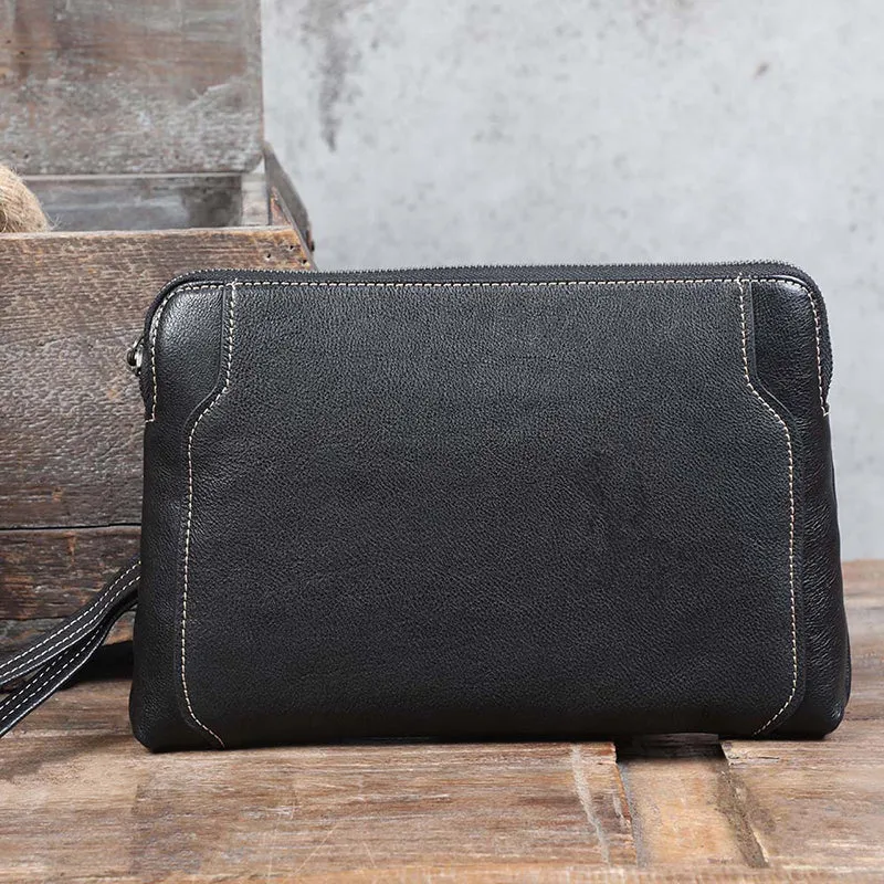 Full Grain Leather Clutch Handmade Men Wrist Bag Large Long Wallet For Men