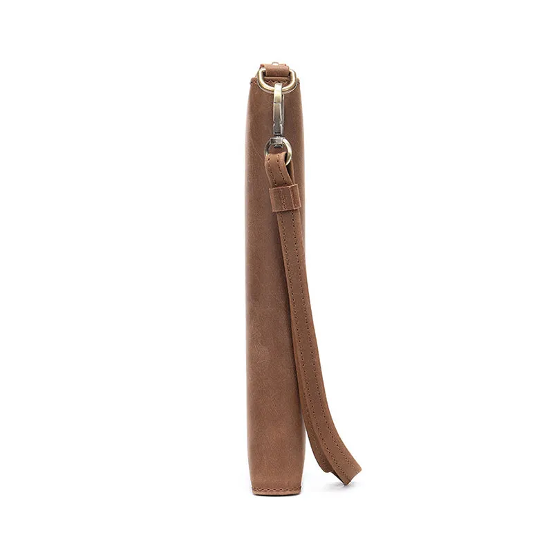 Full Grain Leather Men's Wallet Handmade Long Clutch Retro Mens Leather Zipper Wallet M1028