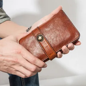 Full Grain Leather Wallet Handmade Long Wallet Card Holder Wallet