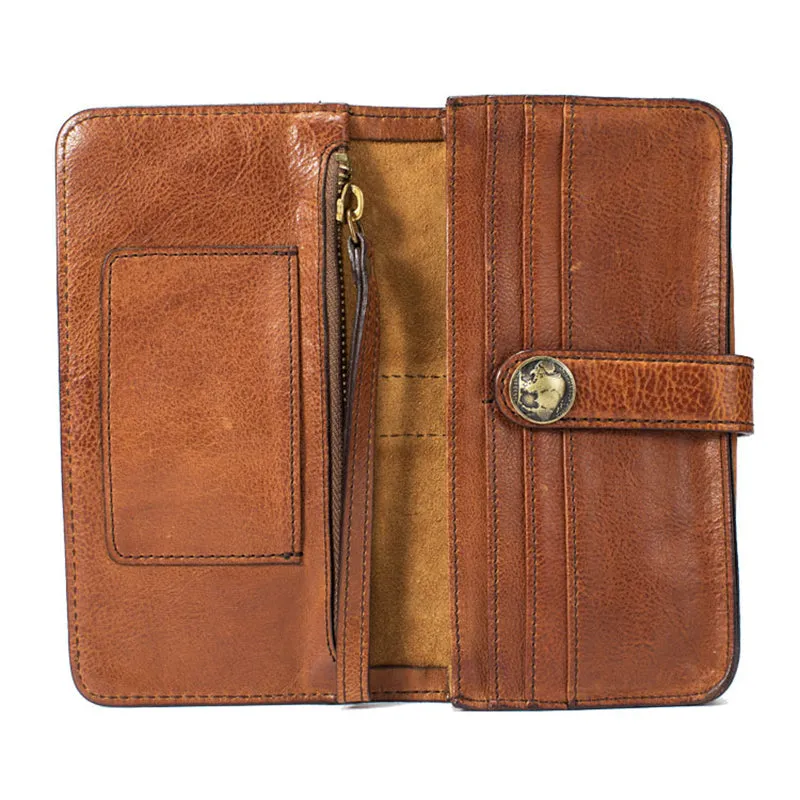 Full Grain Leather Wallet Handmade Long Wallet Card Holder Wallet