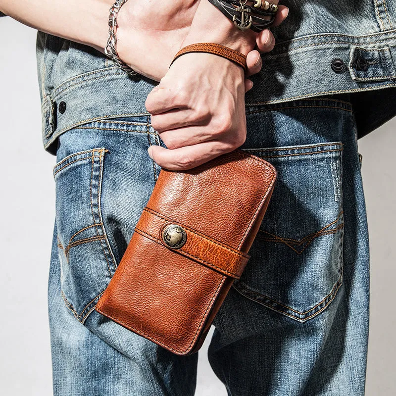 Full Grain Leather Wallet Handmade Long Wallet Card Holder Wallet