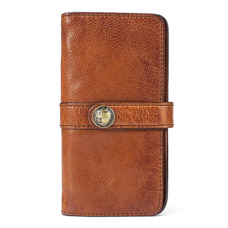 Full Grain Leather Wallet Handmade Long Wallet Card Holder Wallet