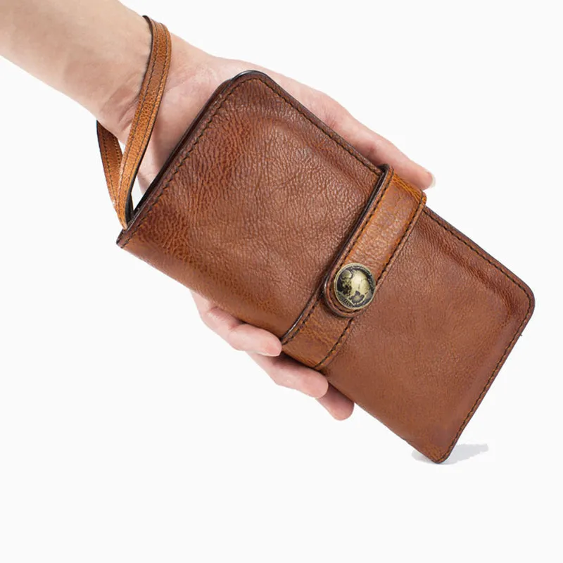 Full Grain Leather Wallet Handmade Long Wallet Card Holder Wallet