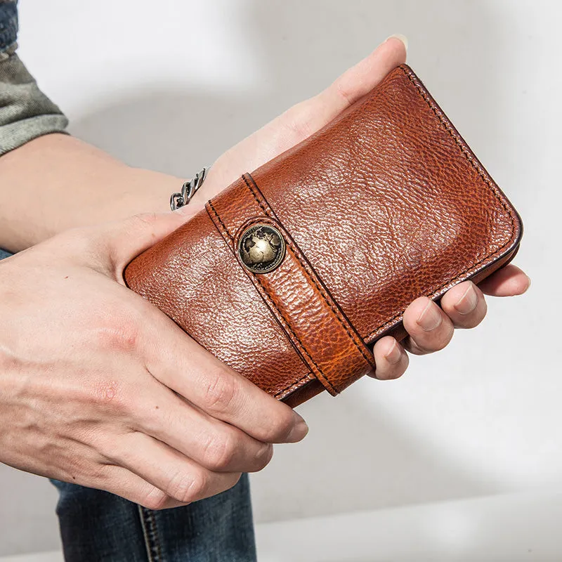 Full Grain Leather Wallet Handmade Long Wallet Card Holder Wallet