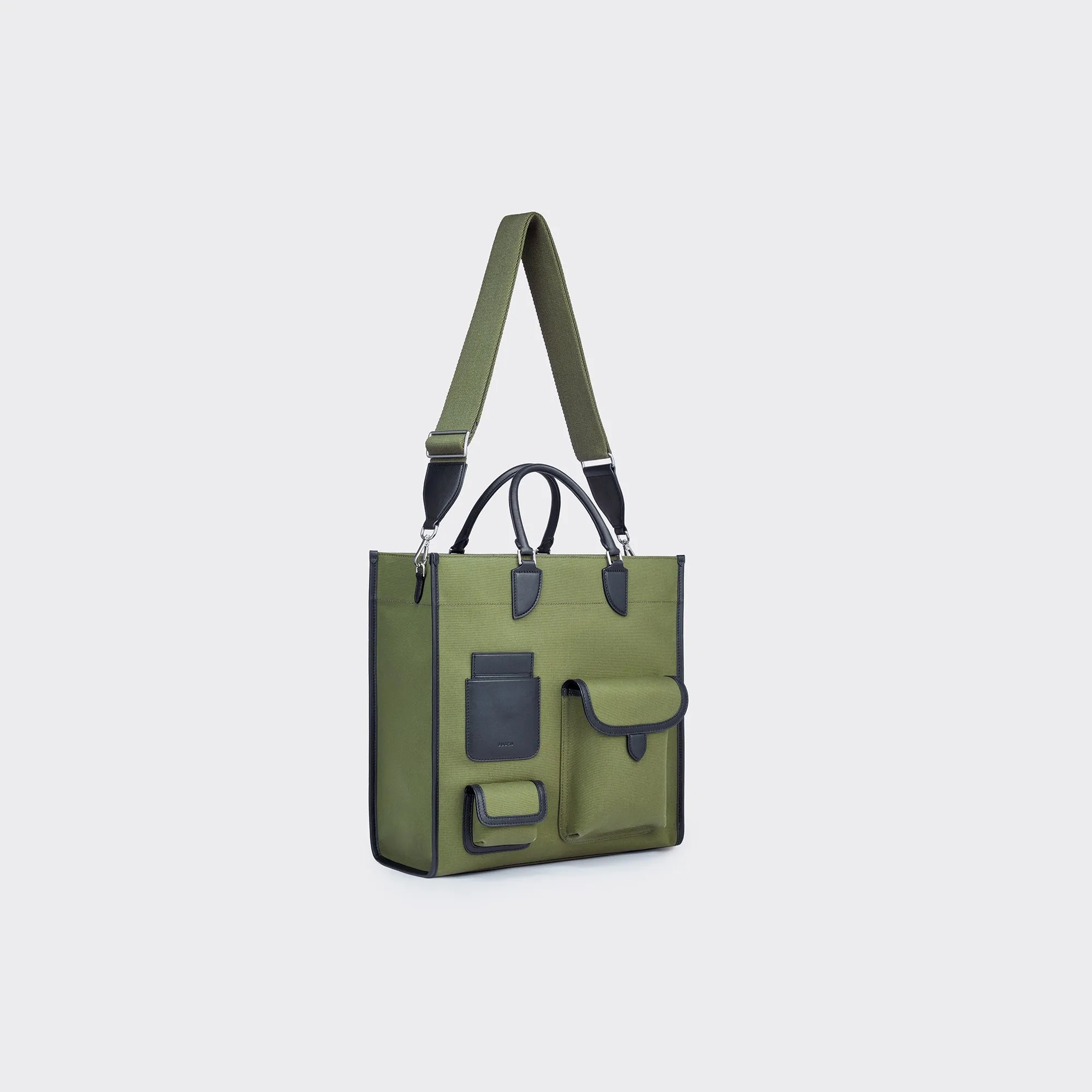Gabriel Large Vertical Canvas Tote Bag  - Military green