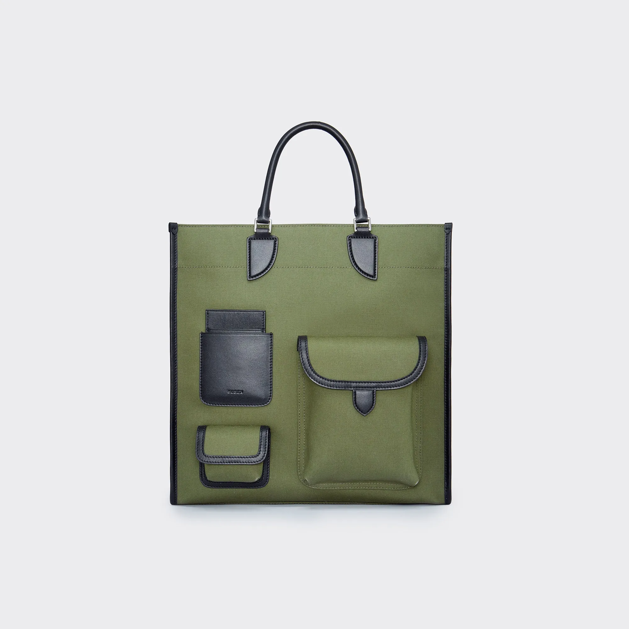 Gabriel Large Vertical Canvas Tote Bag  - Military green