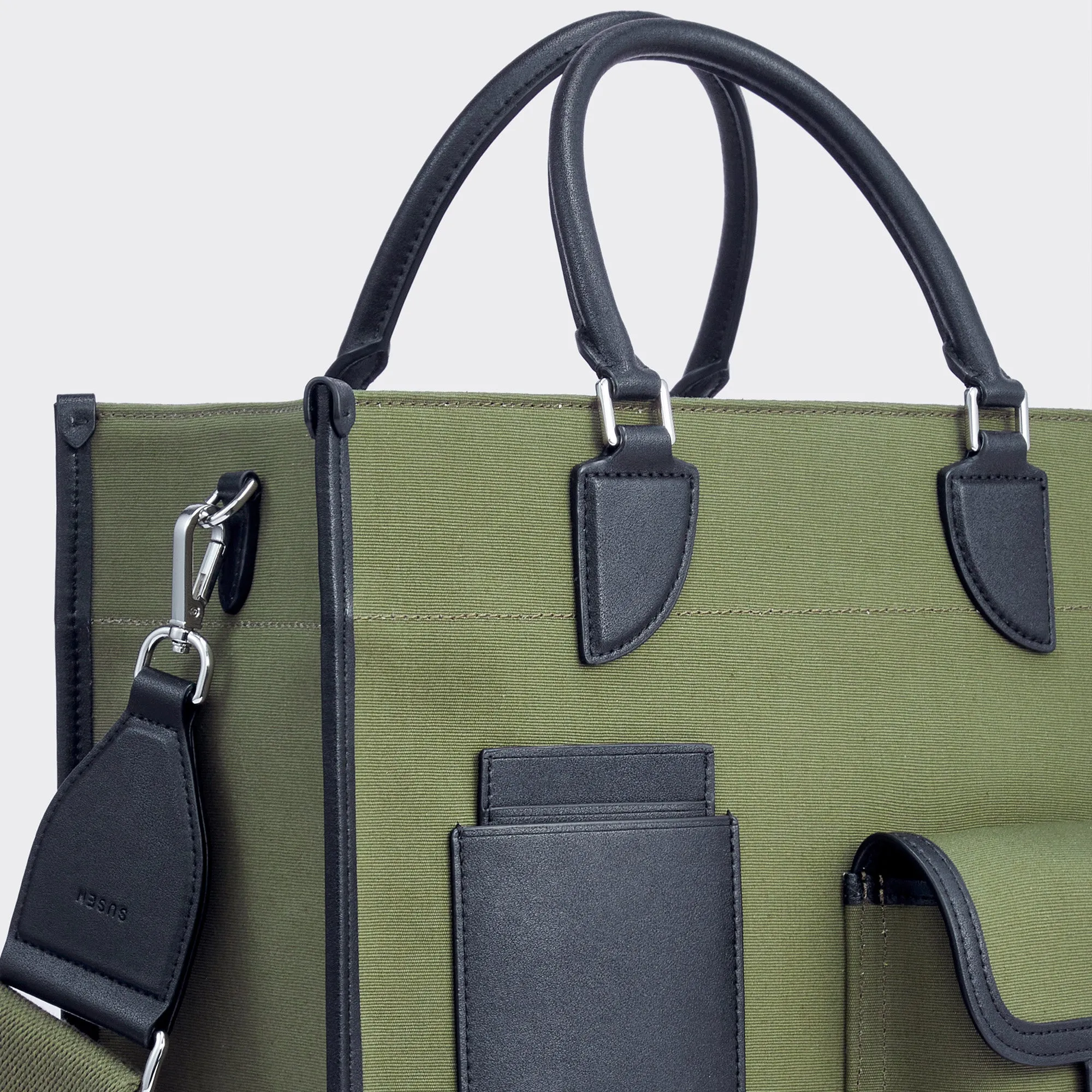 Gabriel Large Vertical Canvas Tote Bag  - Military green