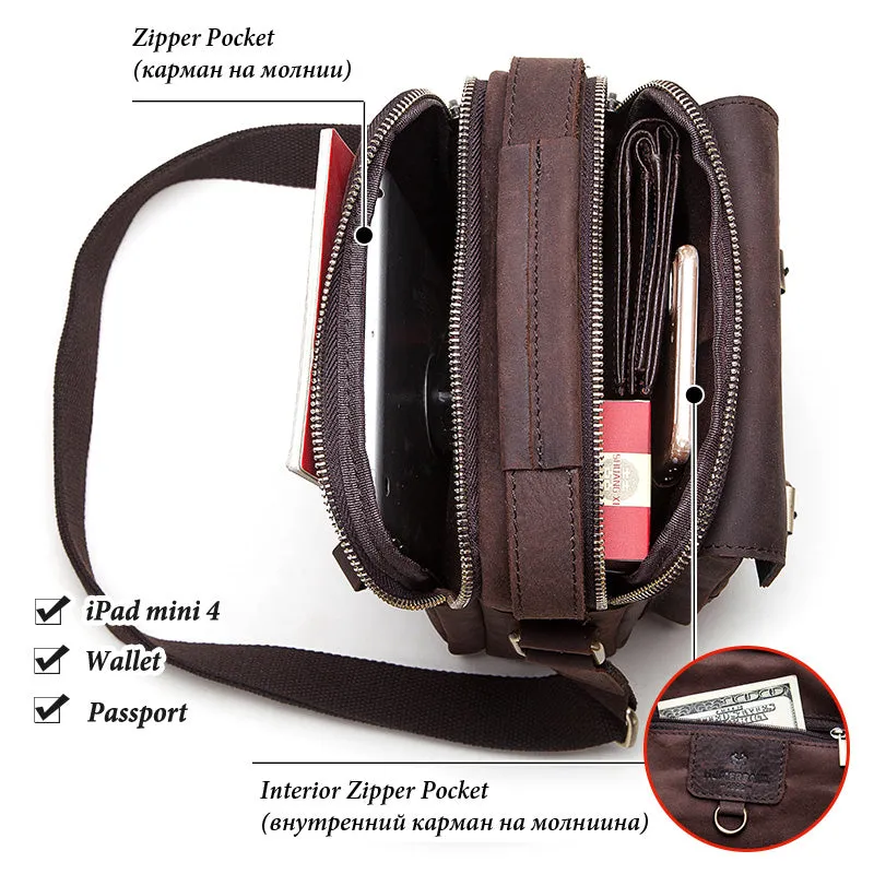 Genuine Leather Men Satchel Sling Bag