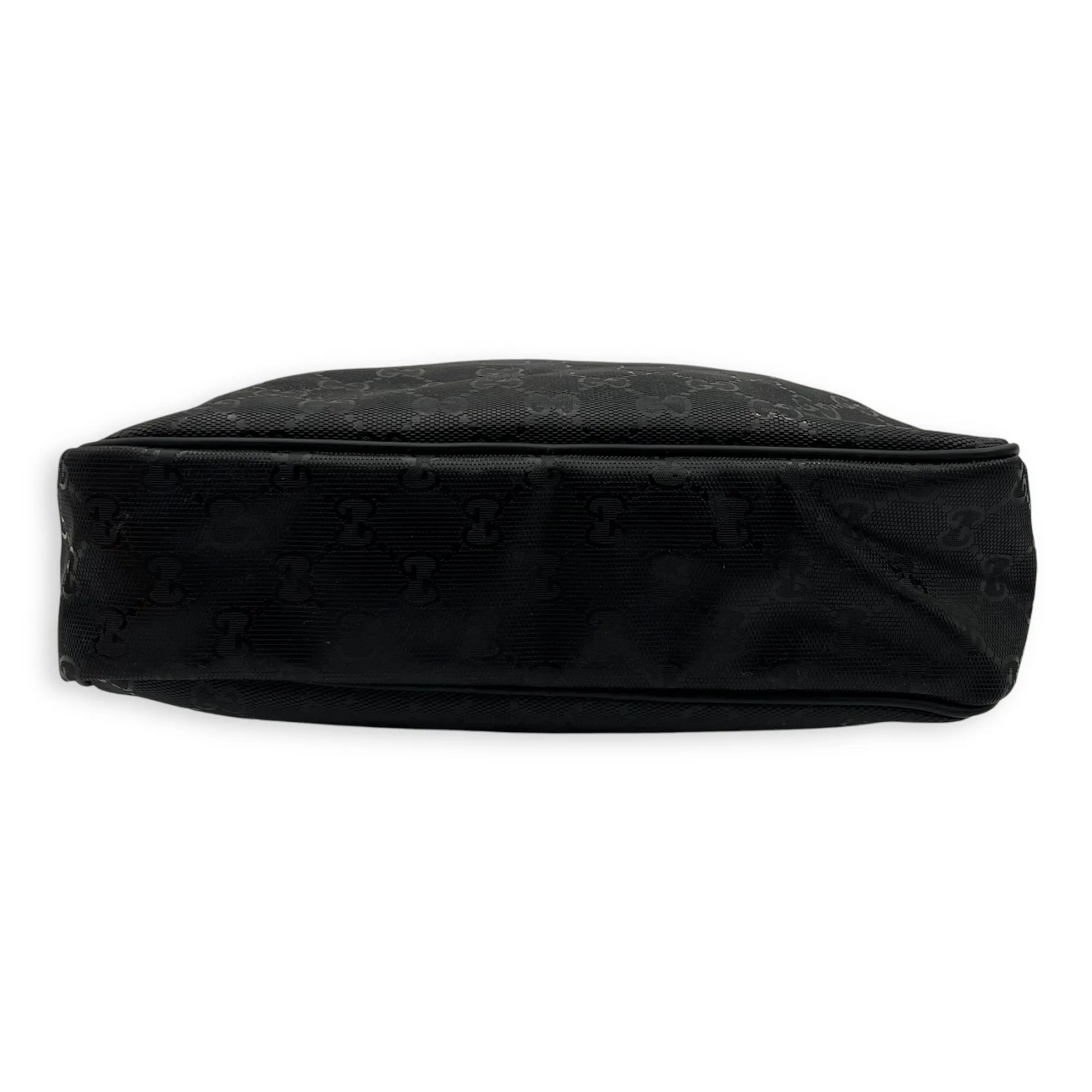 GG Messenger Black in Coated Canvas, Silver hardware
