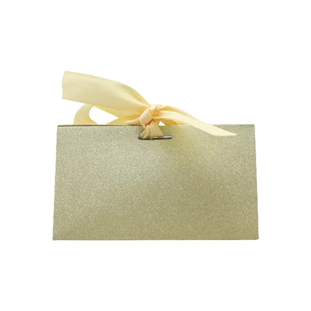 Gift Box Wedding Party Favor Box for Small Gift | Paper Box with Ribbon | Gold Color | Pack Of 10