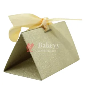Gift Box Wedding Party Favor Box for Small Gift | Paper Box with Ribbon | Gold Color | Pack Of 10