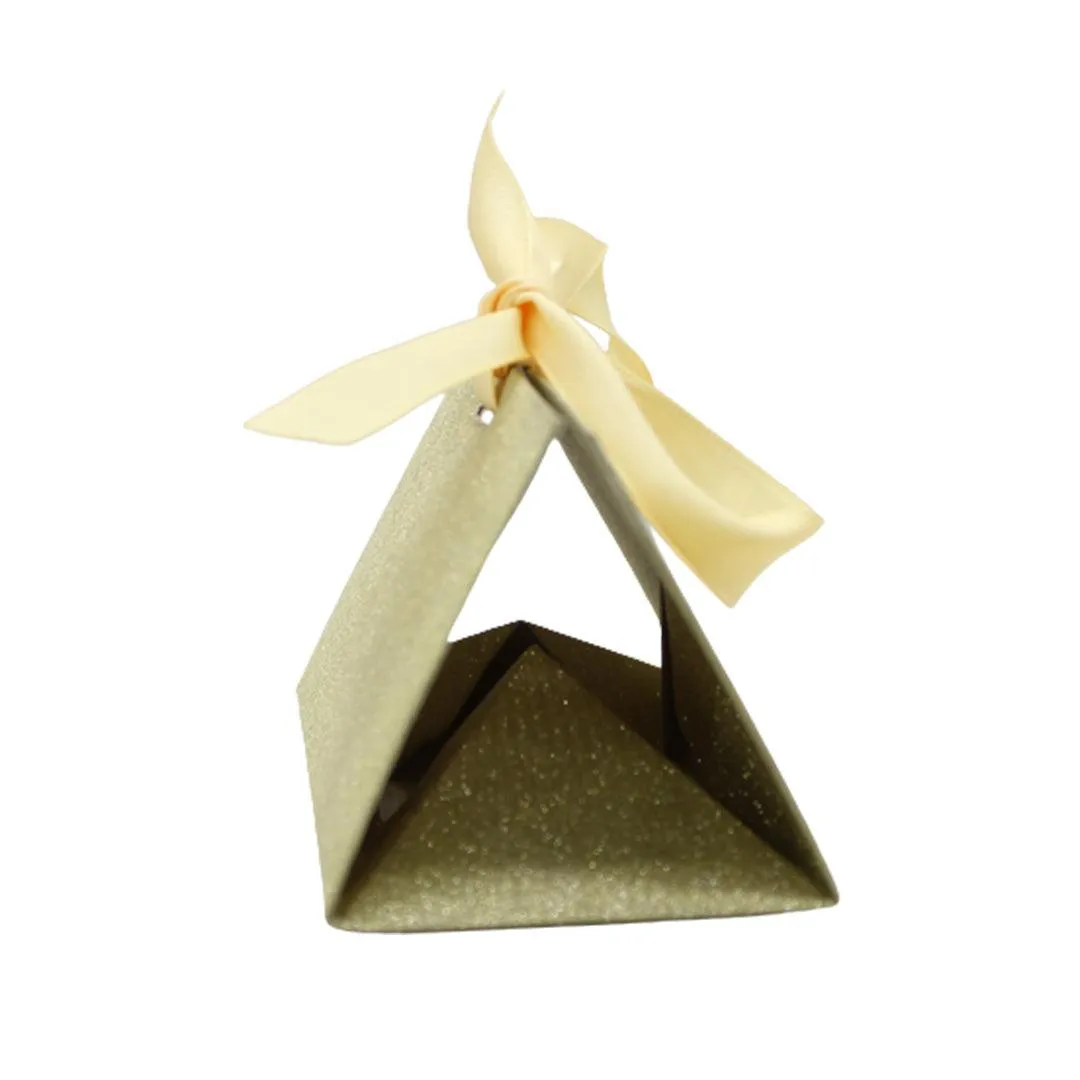 Gift Box Wedding Party Favor Box for Small Gift | Paper Box with Ribbon | Gold Color | Pack Of 10