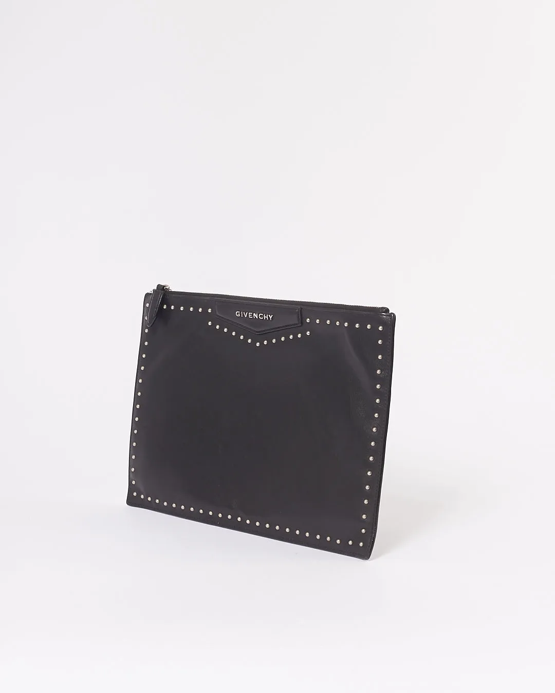 Givenchy Black Leather Studded Clutch Pouch