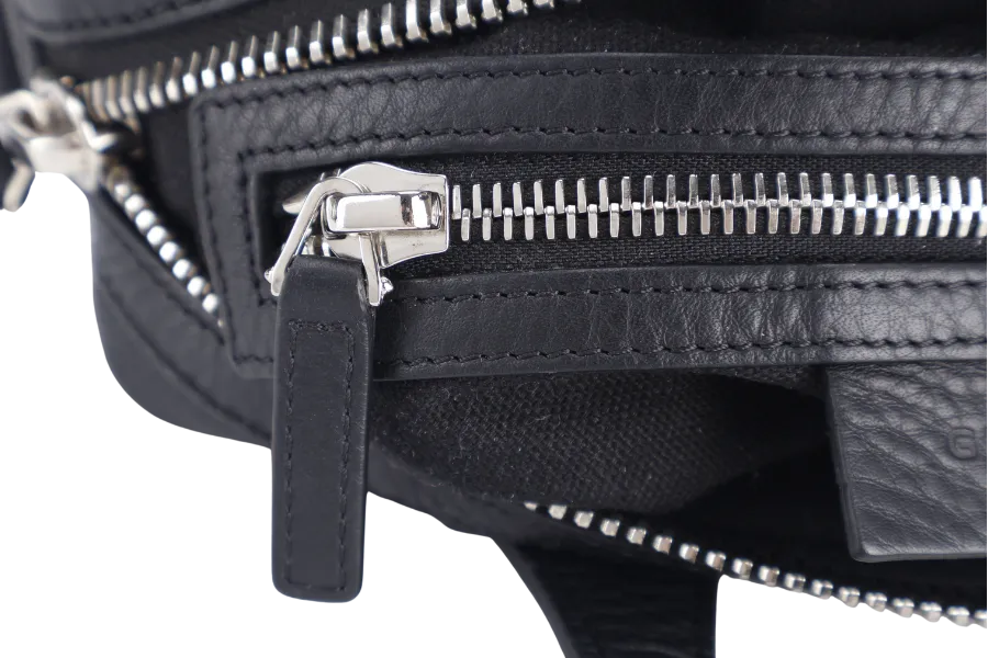 GIVENCHY NIGHTINGALE SATCHEL BLACK LEATHER SILVER HARDWARE WITH STRAPS AND DUST COVER