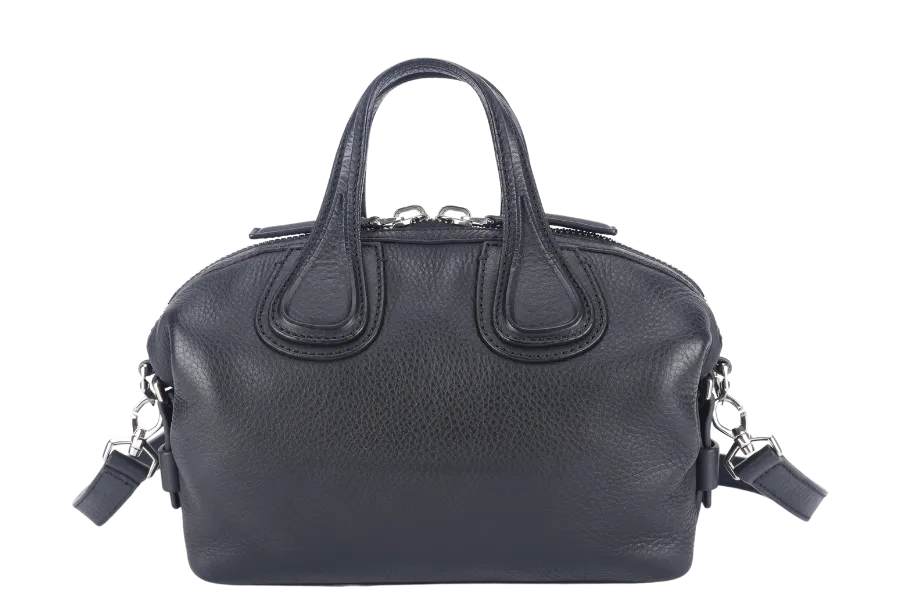 GIVENCHY NIGHTINGALE SATCHEL BLACK LEATHER SILVER HARDWARE WITH STRAPS AND DUST COVER